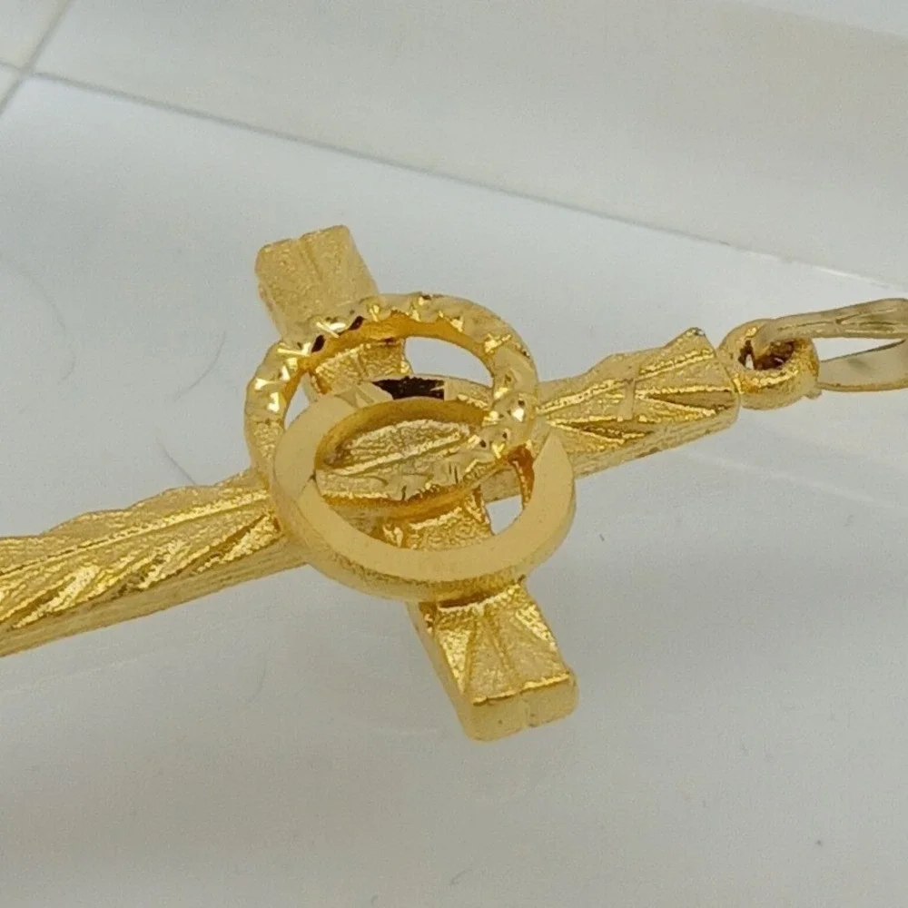 Karatbond Vintage Y2K Gold Textured Cross Pendant Interlocking Wedding Rings USA
